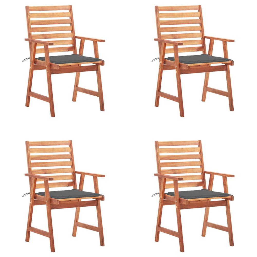 vidaXL Patio Dining Chairs 4 pcs with Cushions Solid Acacia Wood, 3078320. Picture 1