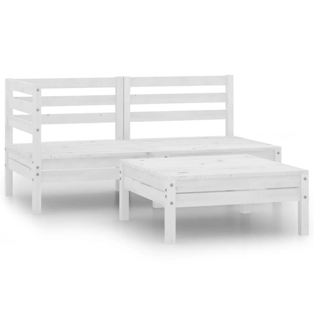 vidaXL 3 Piece Patio Lounge Set Solid Pinewood White, 806598. Picture 1