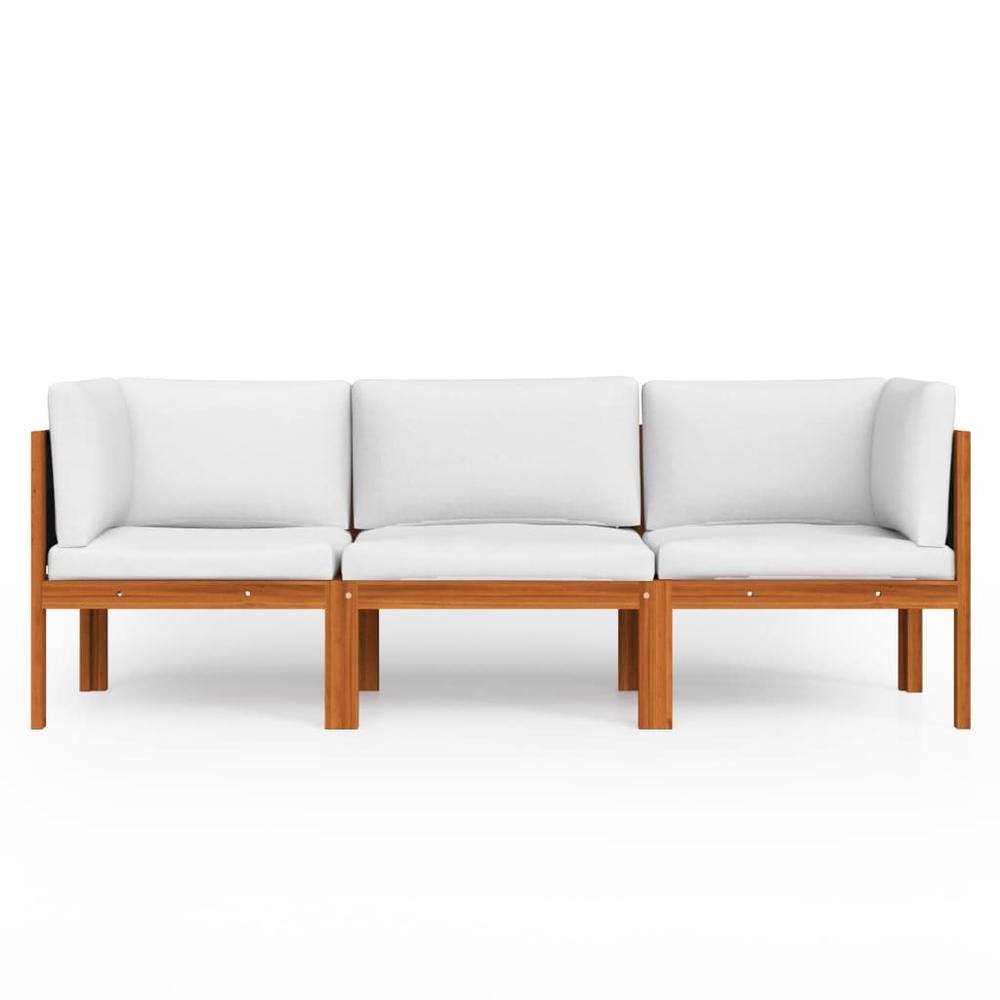 vidaXL 3-Seater Patio Sofa with Cushion Solid Acacia Wood, 3057883. Picture 3