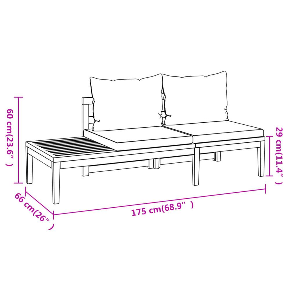 vidaXL 4 Piece Patio Lounge Set with Dark Gray Cushions Acacia Wood, 3087277. Picture 11
