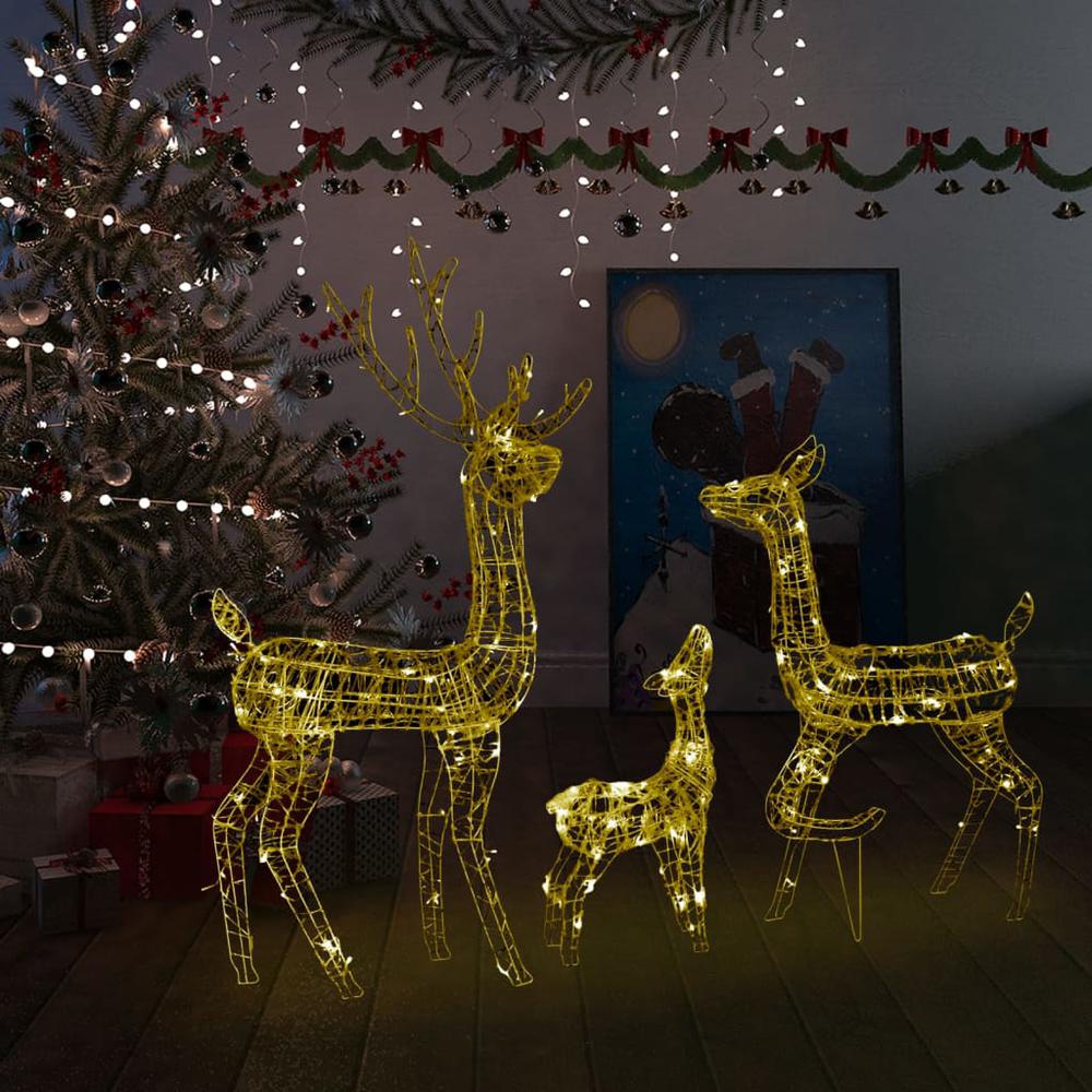 vidaXL Acrylic Reindeer Family Christmas Decoration 300 LED Warm White. Picture 1