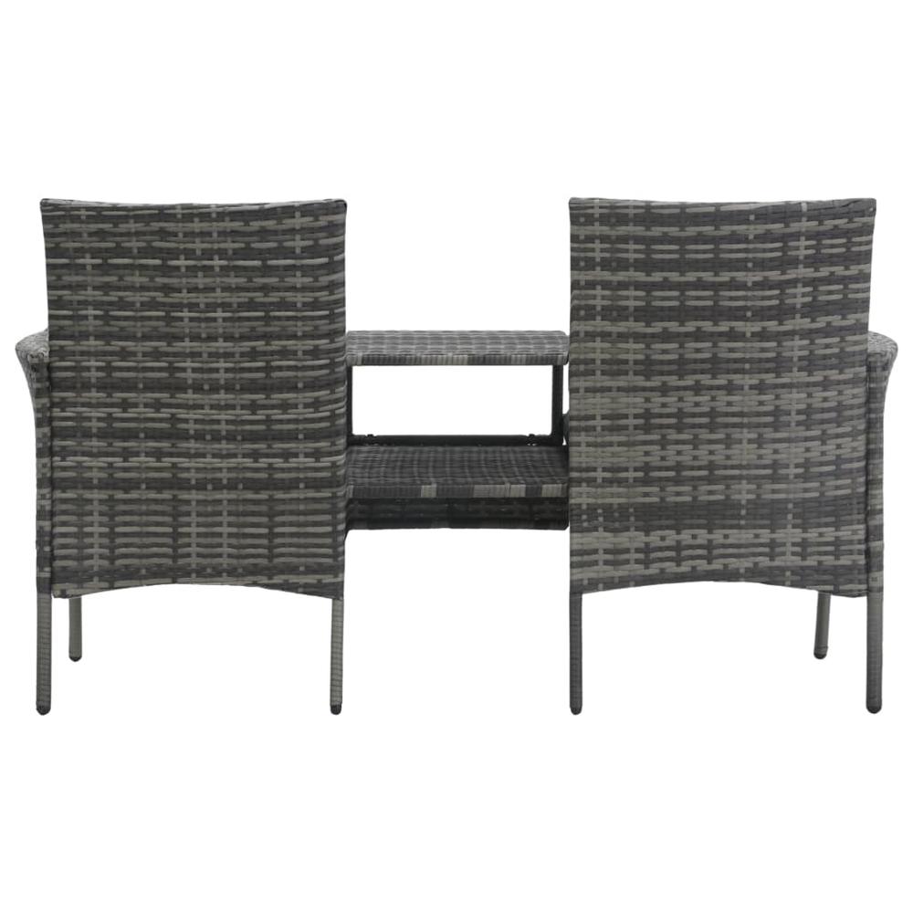 vidaXL 2-Seater Garden Sofa with Tea Table Poly Rattan Anthracite, 47751. Picture 3