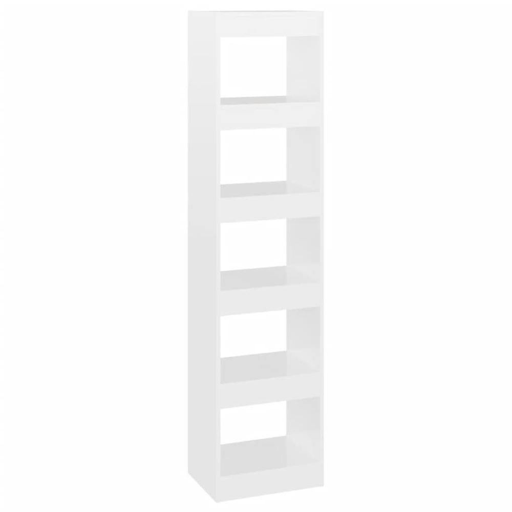 vidaXL Book Cabinet/Room Divider High Gloss White 15.7"x11.8"x65.4". Picture 2