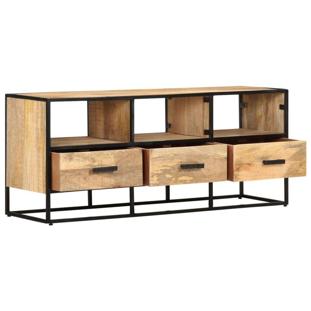 vidaXL TV Cabinet 43.3"x11.8"x17.7" Rough Mango Wood, 327447. Picture 2