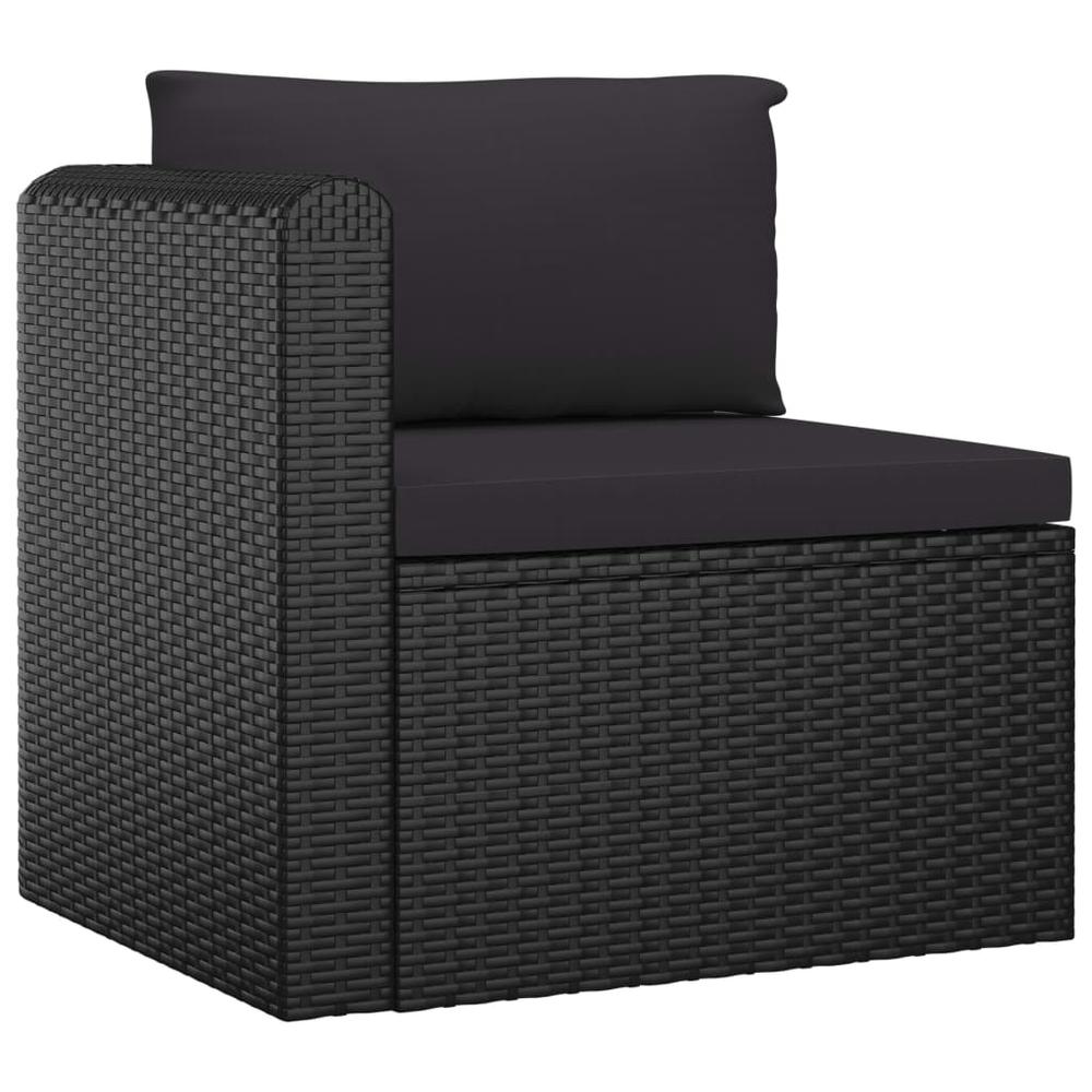 vidaXL 7 Piece Patio Lounge Set with Cushions Poly Rattan Black, 3059500. Picture 4