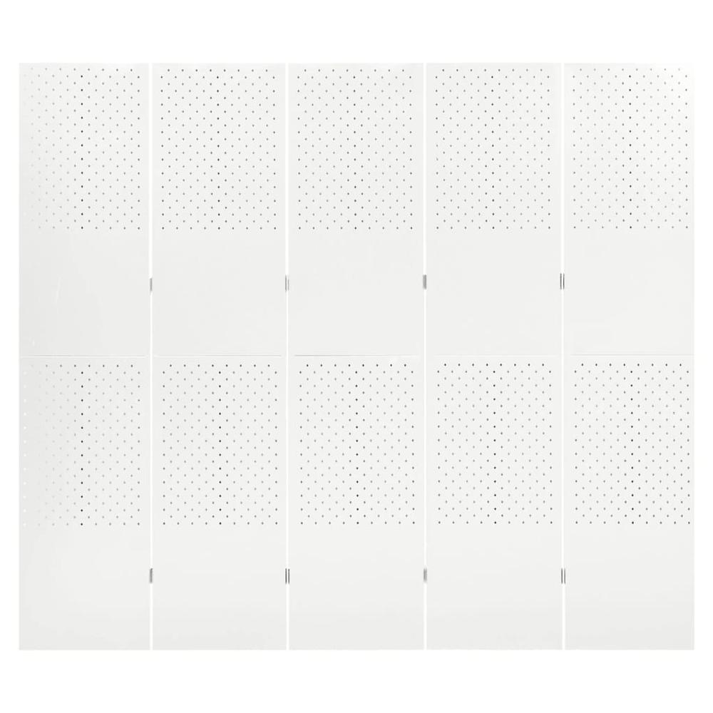 vidaXL 5-Panel Room Divider White 78.7"x70.9" Steel. Picture 2