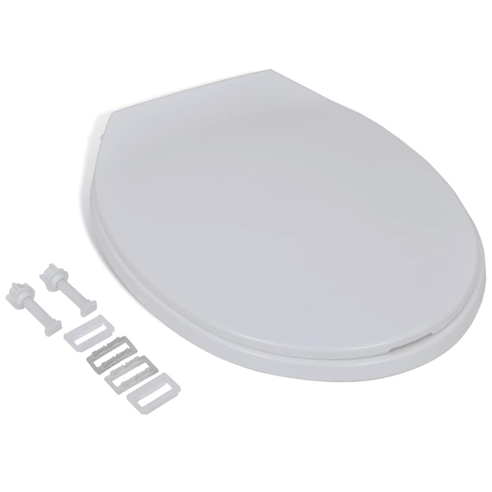 vidaXL Soft-close Toilet Seat White Oval. Picture 3