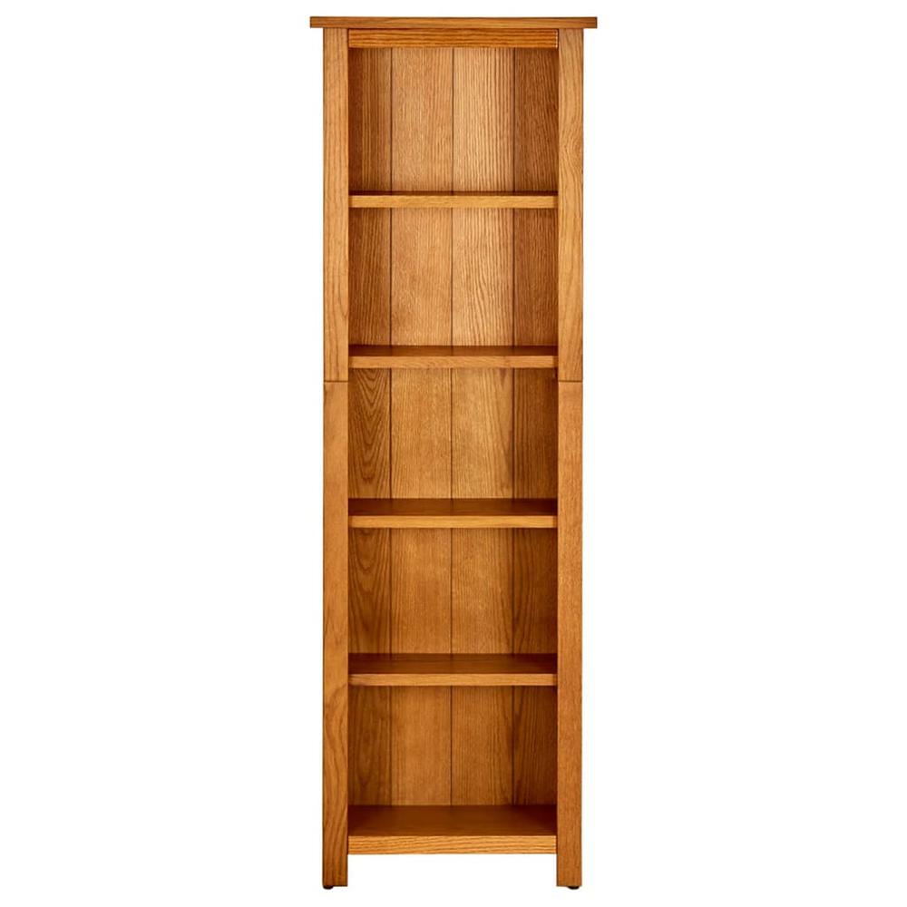 vidaXL 5-Tier Bookcase 17.7"x8.6"x55.1" Solid Oak Wood. Picture 2