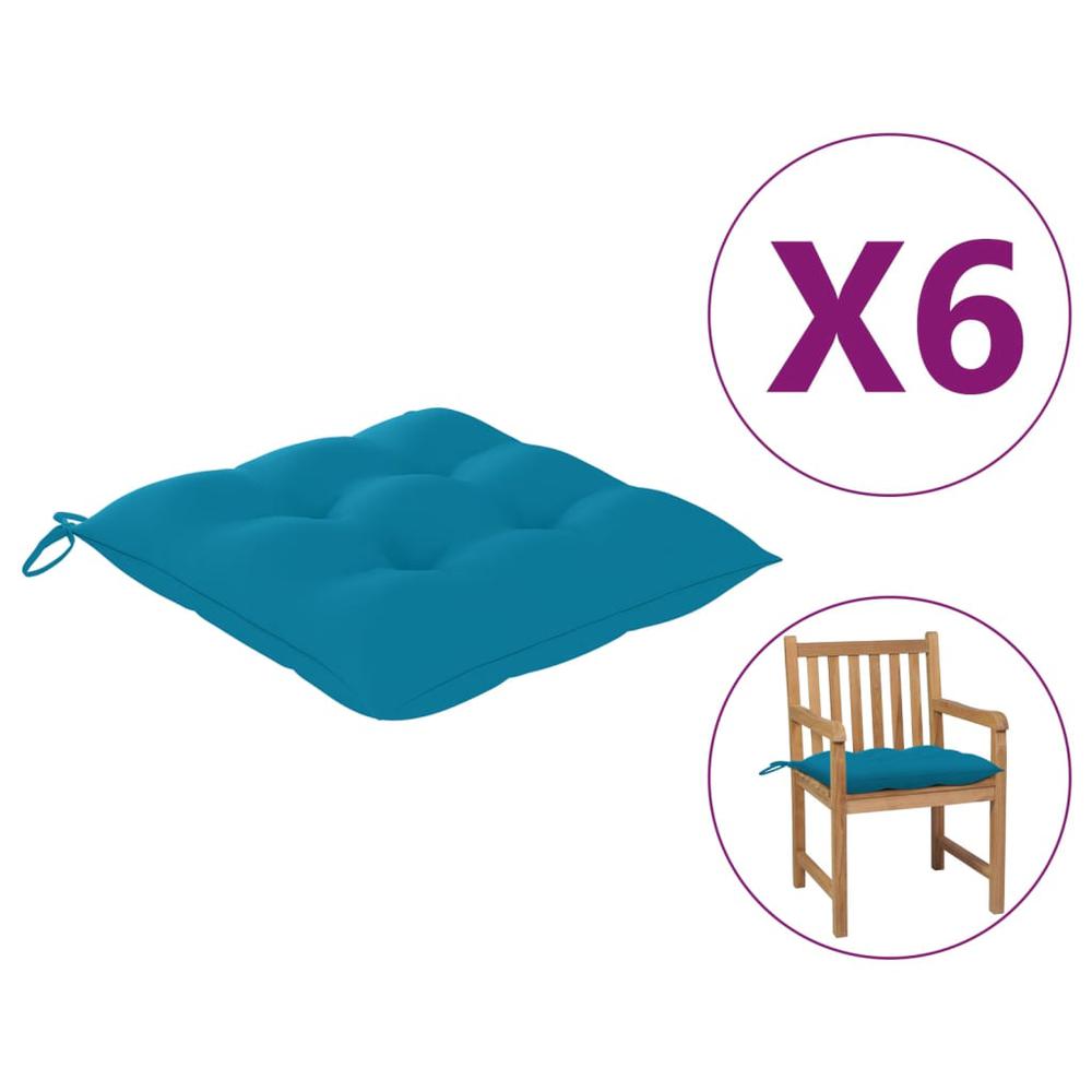 vidaXL Chair Cushions 6 pcs Light Blue 19.7"x19.7"x2.8" Fabric. Picture 1