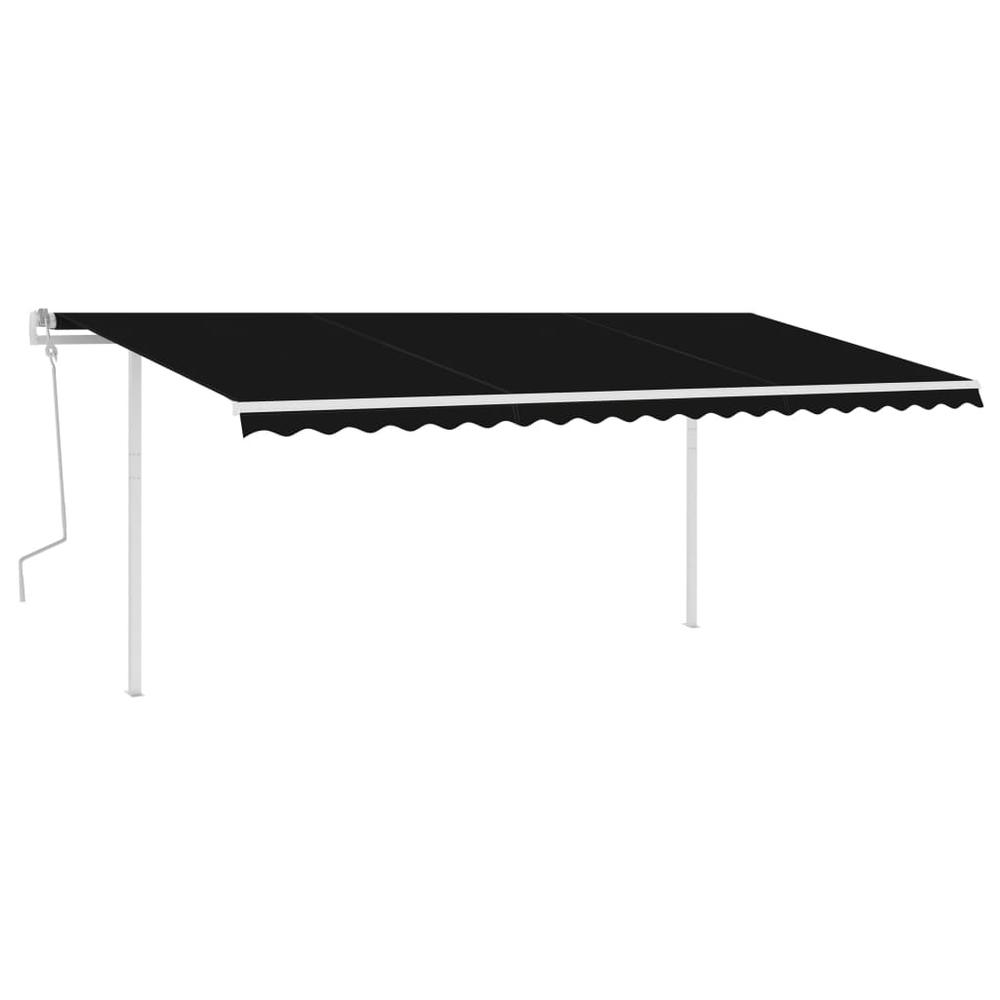 vidaXL Manual Retractable Awning with Posts 16.4'x9.8' Anthracite. Picture 2