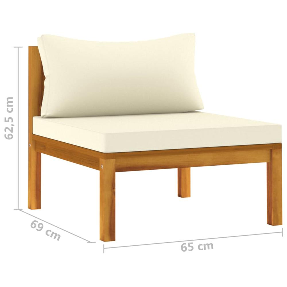 vidaXL 2 Piece Patio Sofa Set with Cream White Cushions Acacia Wood. Picture 12