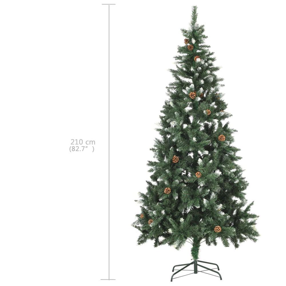 vidaXL Artificial Christmas Tree with LEDs&Ball Set Pine Cones 82.7", 3077897. Picture 12