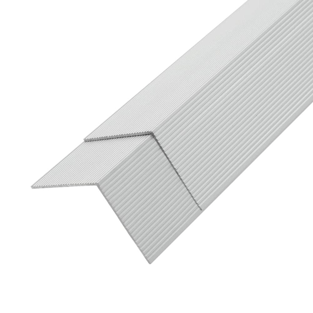vidaXL 5 pcs Decking Angle Trims Aluminum 66.9" Silver. Picture 2