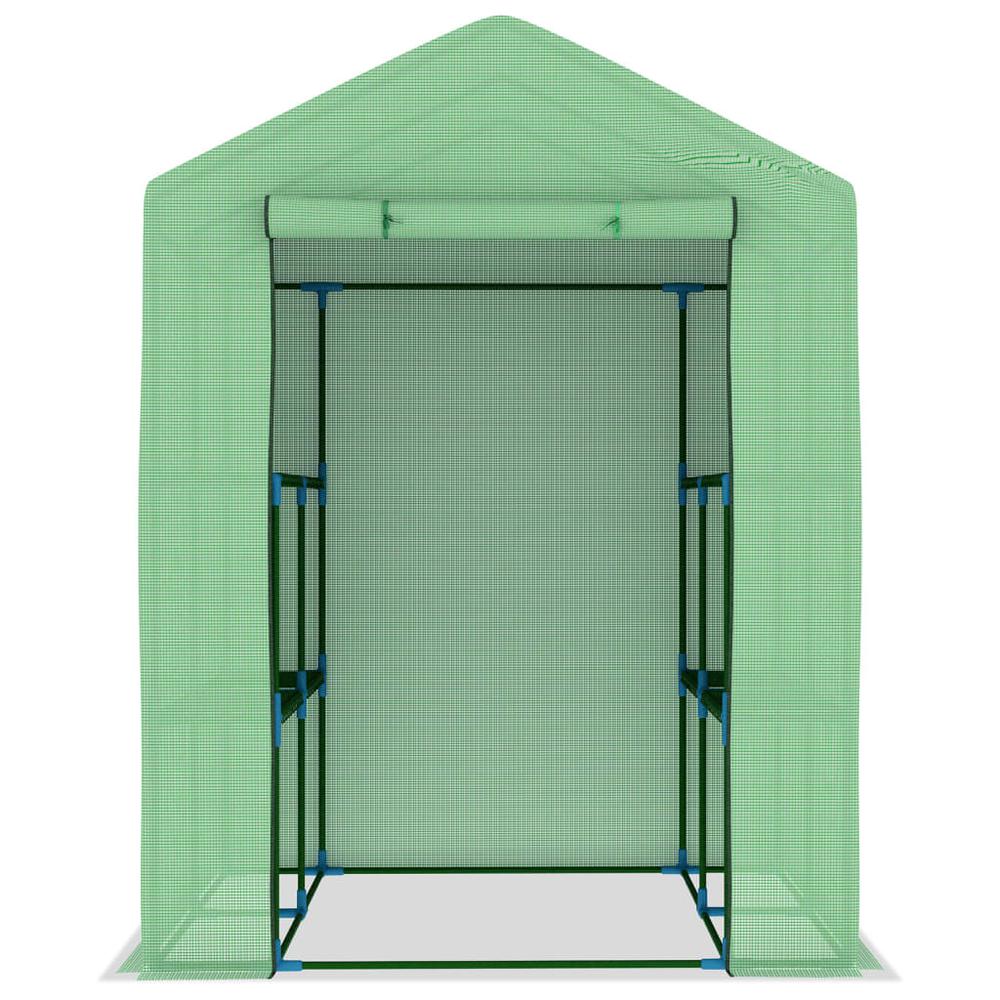 vidaXL Greenhouse with Shelves Steel 56.3"x56.3"x76.8" 8167. Picture 4