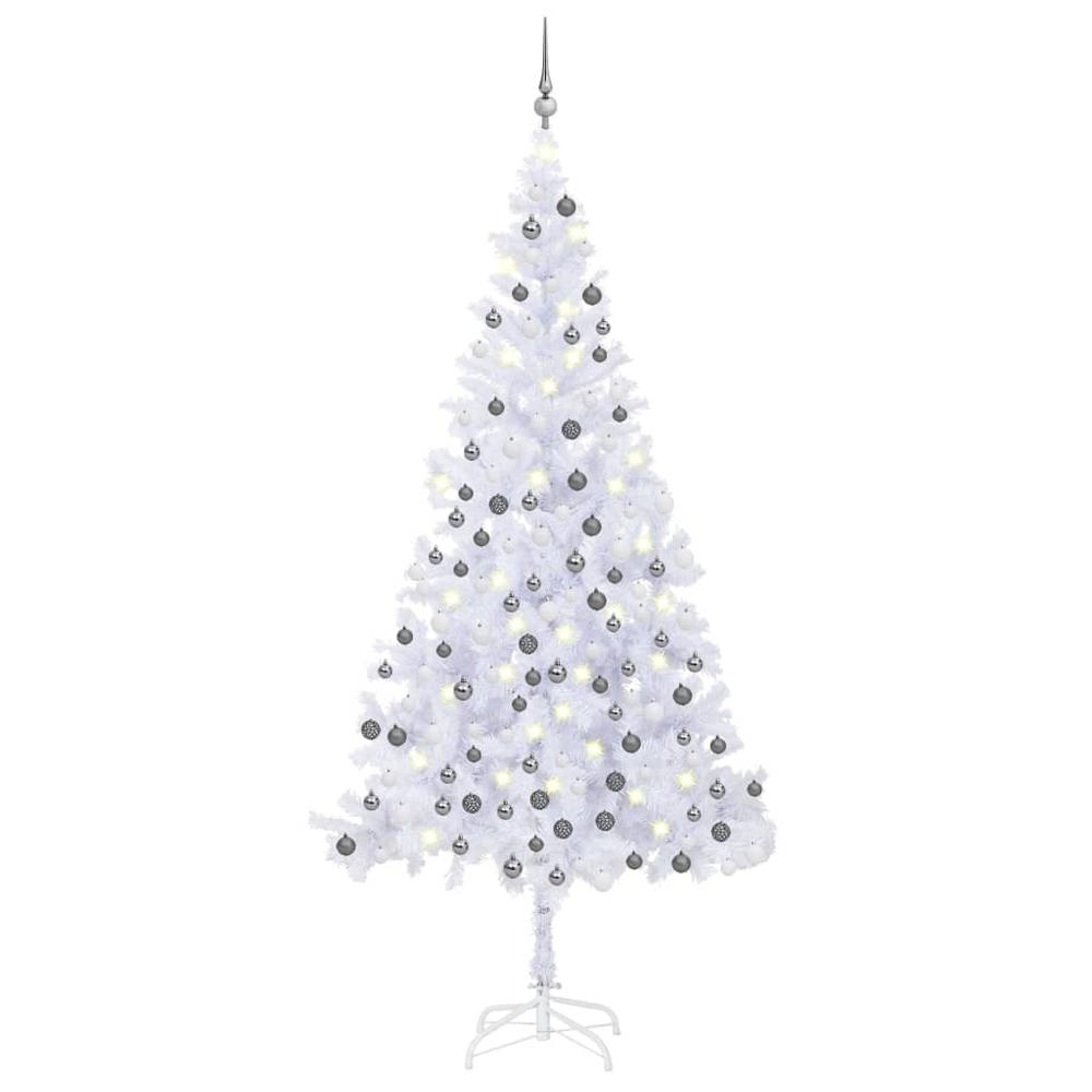 vidaXL Artificial Christmas Tree with LEDs&Ball Set 82.7" 910 Branches, 3077667. Picture 1