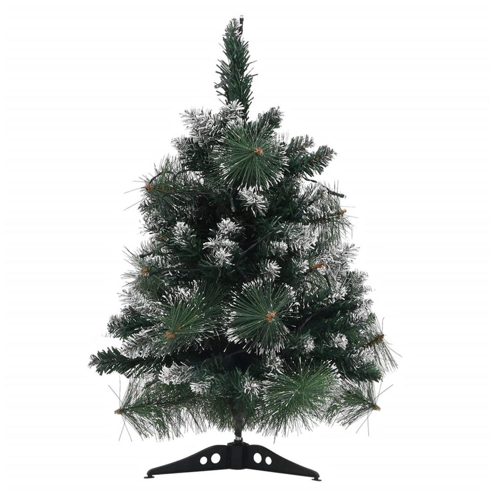 vidaXL Artificial Christmas Tree with Stand and LEDs Green 23.6" PVC, 332850. Picture 2
