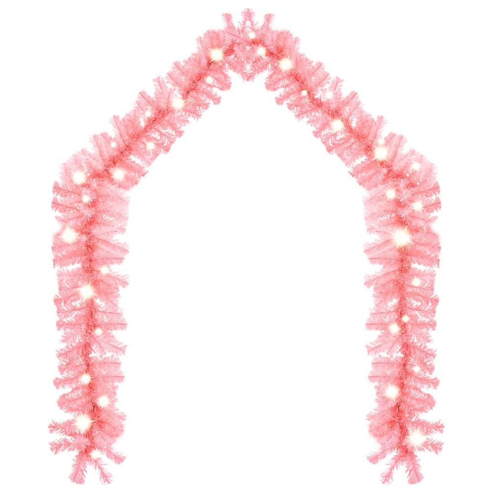 vidaXL Christmas Garland with LED Lights 393.7" Pink. Picture 2