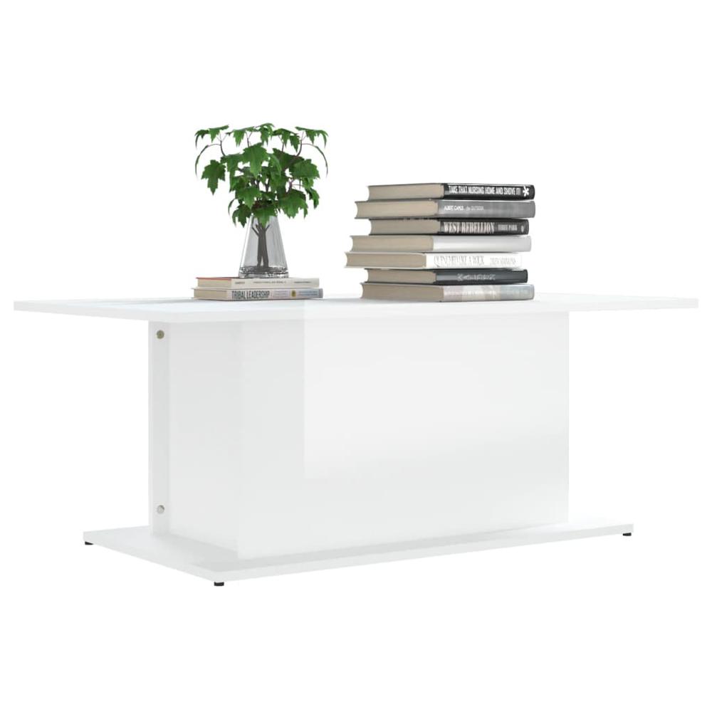 vidaXL Coffee Table High Gloss White 40.2"x21.9"x15.7" Engineered Wood. Picture 3
