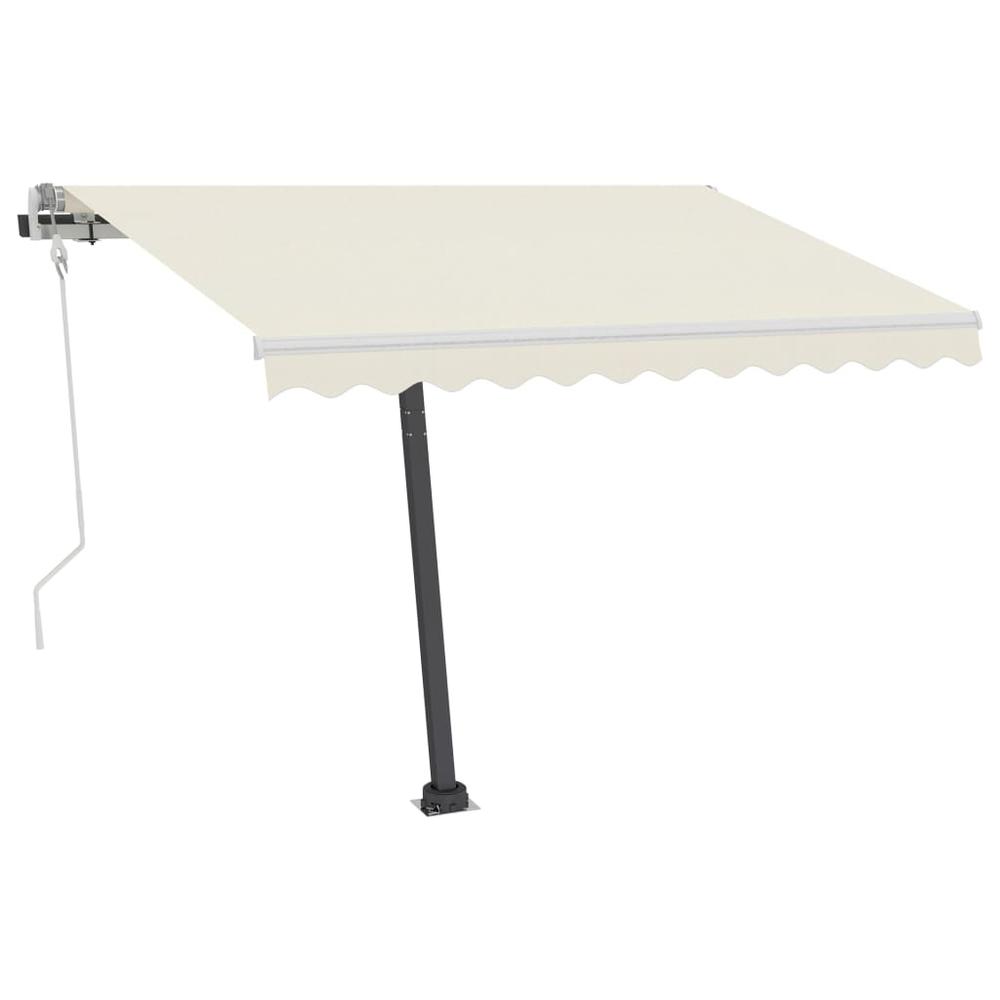 vidaXL Manual Retractable Awning with LED 118.1"x98.4" Cream. Picture 4