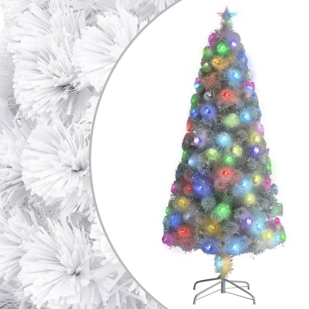vidaXL Artificial Christmas Tree with LED White 59.1" Fiber Optic. Picture 1