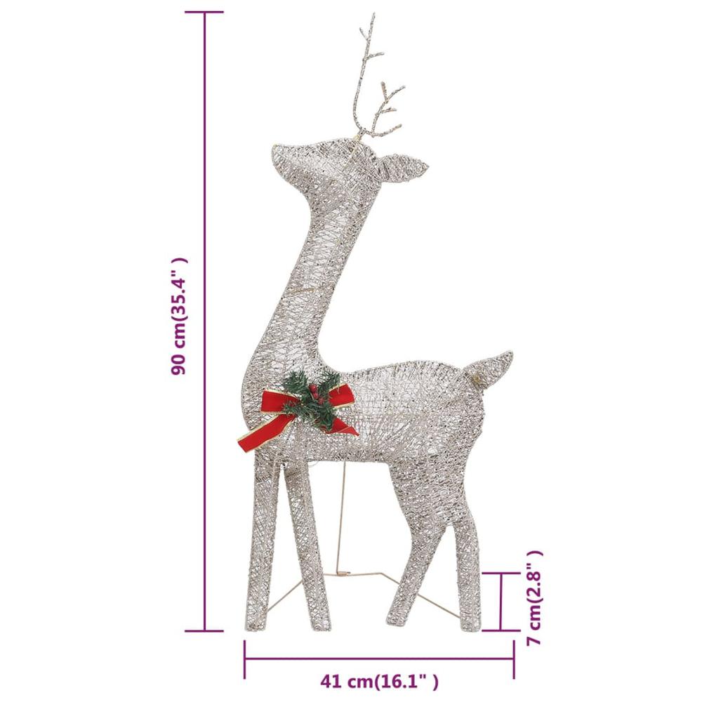 vidaXL Christmas Reindeer Family 106.3"x2.8"x35.4" Gold Warm White Mesh. Picture 12