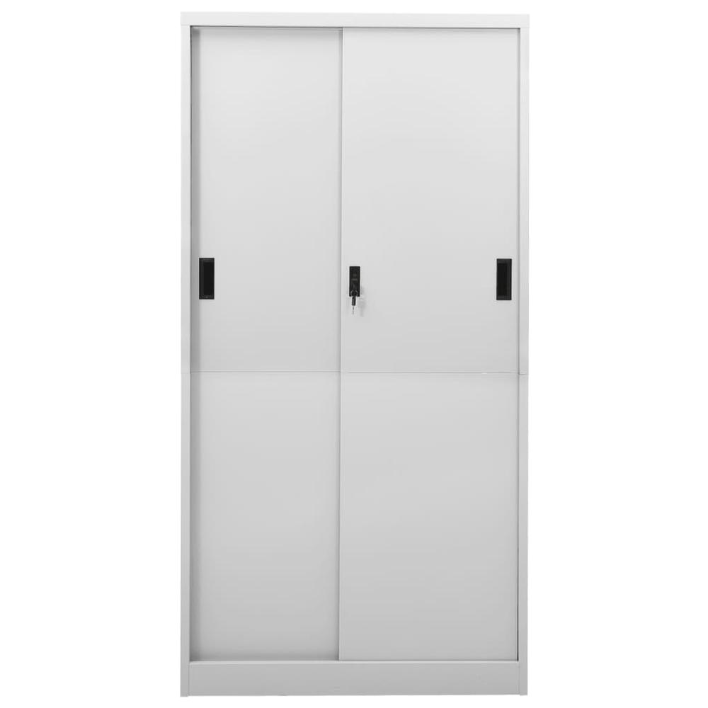 vidaXL Office Cabinet with Sliding Door Light Gray 35.4"x15.7"x70.9" Steel, 335959. Picture 4
