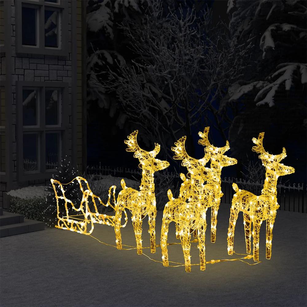vidaXL Reindeers & Sleigh Christmas Decoration 110.2"x11"x21.7" Acrylic, 328524. Picture 1