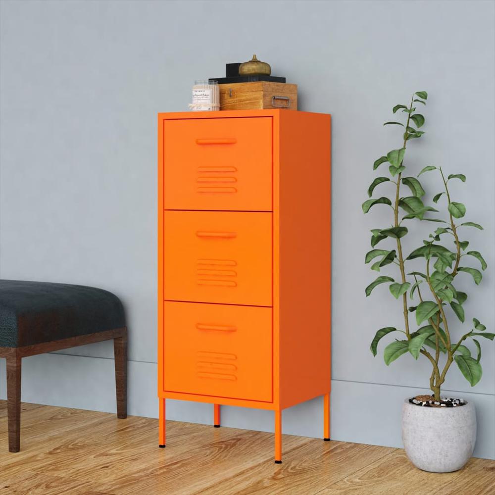 vidaXL Storage Cabinet Orange 16.7"x13.8"x40" Steel, 336183. Picture 1