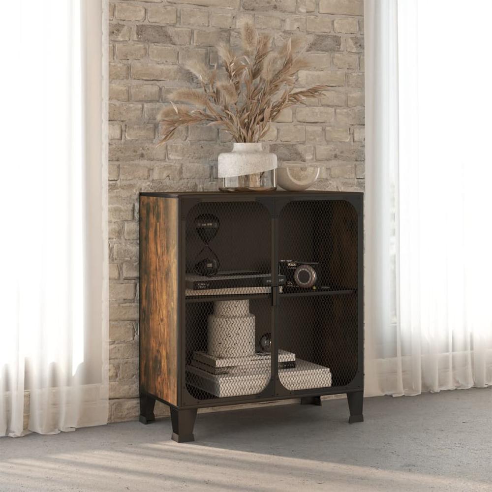 vidaXL Storage Cabinet Rustic Brown 28.3"x14.2"x32.3" Metal and MDF, 335907. The main picture.