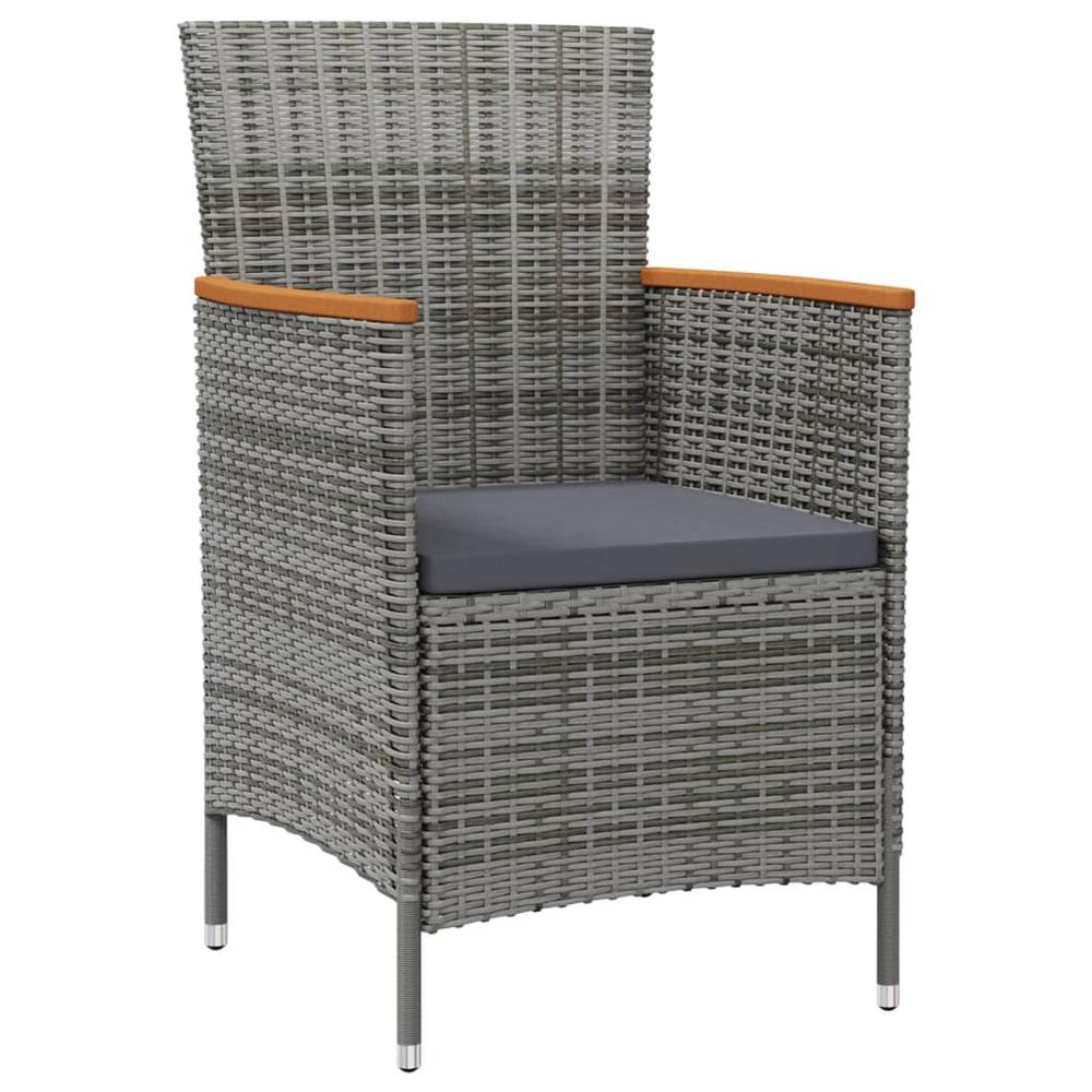vidaXL Patio Dining Chairs 2 pcs Poly Rattan Gray. Picture 2