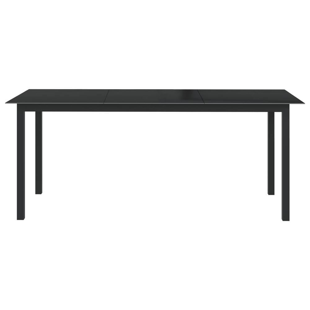 vidaXL Patio Table Black 74.8"x35.4"x29.1" Aluminum and Glass. Picture 2