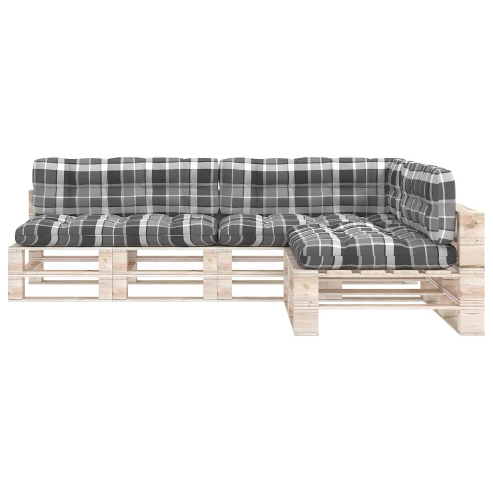 vidaXL Pallet Sofa Cushions 7 pcs Gray Check Pattern. Picture 3