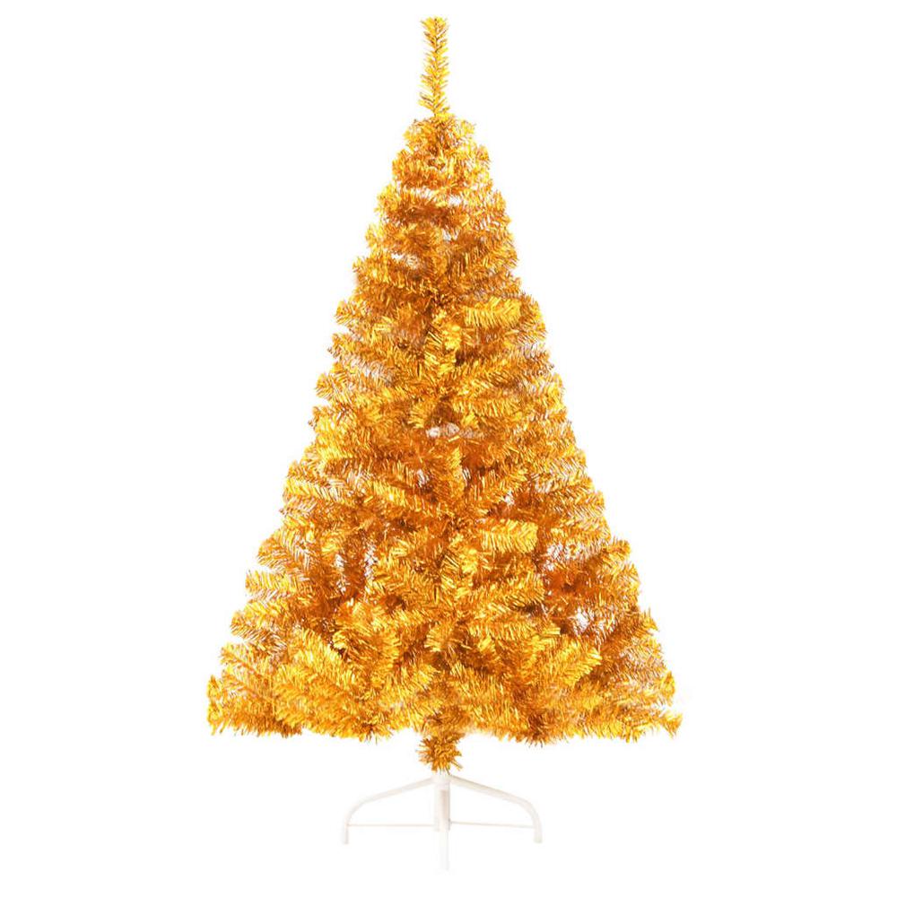 vidaXL Artificial Half Christmas Tree with Stand Gold 59.1" PVC. Picture 3