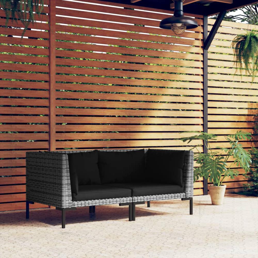 vidaXL Patio Sofas 2pcs with Cushions Half Round Poly Rattan, 318604. Picture 1