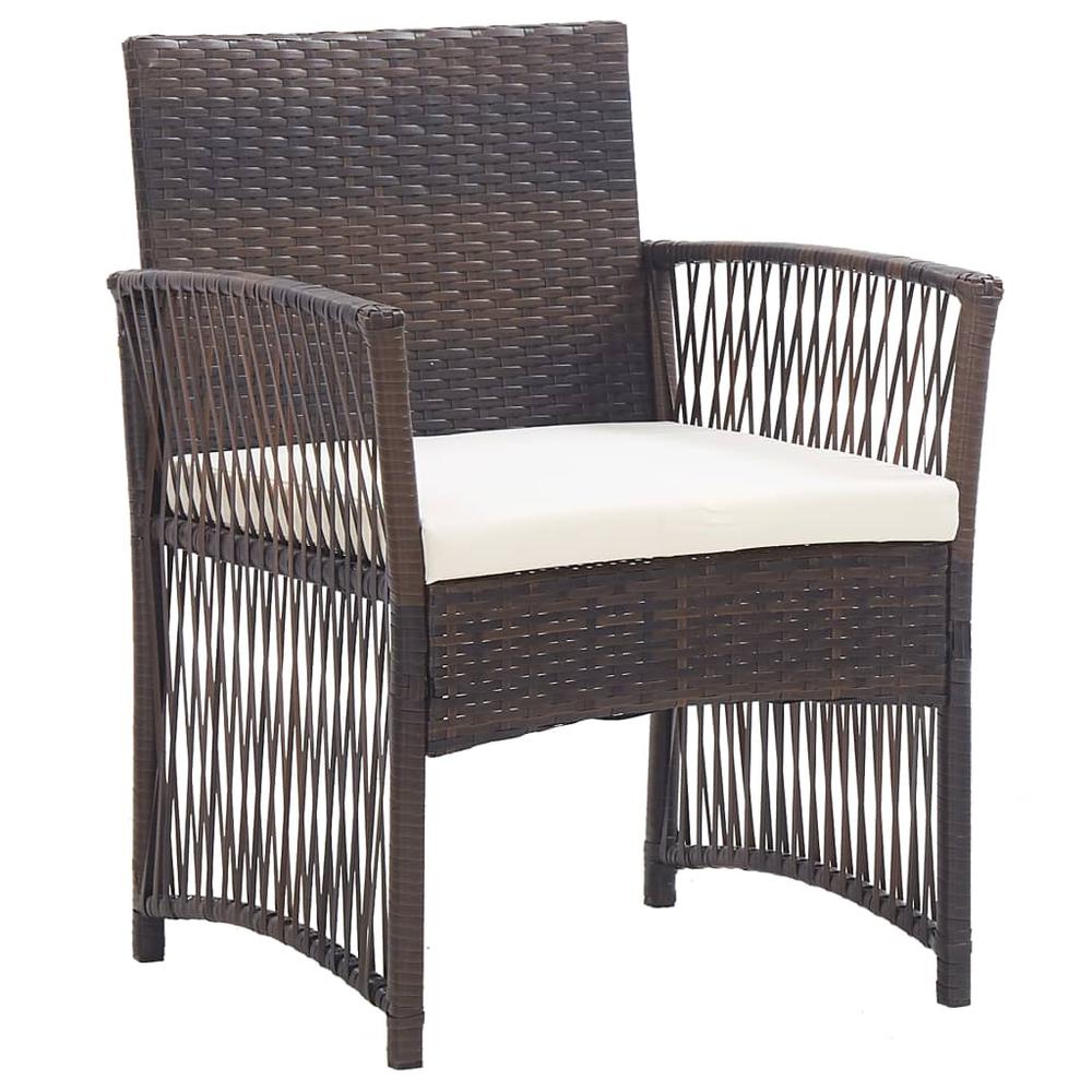 vidaXL Patio Armchairs with Cushions 2 pcs Brown Poly Rattan. Picture 2