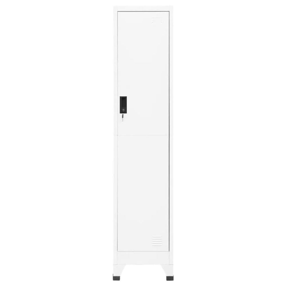 vidaXL Locker Cabinet White 15"x17.7"x70.9" Steel, 339772. Picture 2