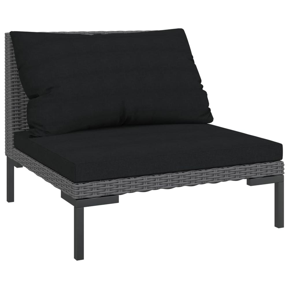 vidaXL 6 Piece Patio Lounge Set with Cushions Poly Rattan Dark Gray, 3099799. Picture 3