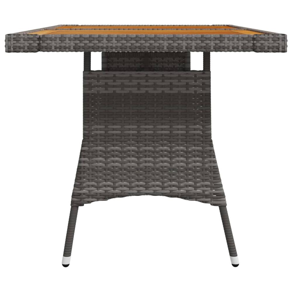 vidaXL Patio Table Gray 51.2"x27.6"x28.3" Poly Rattan & Solid Acacia Wood. Picture 3