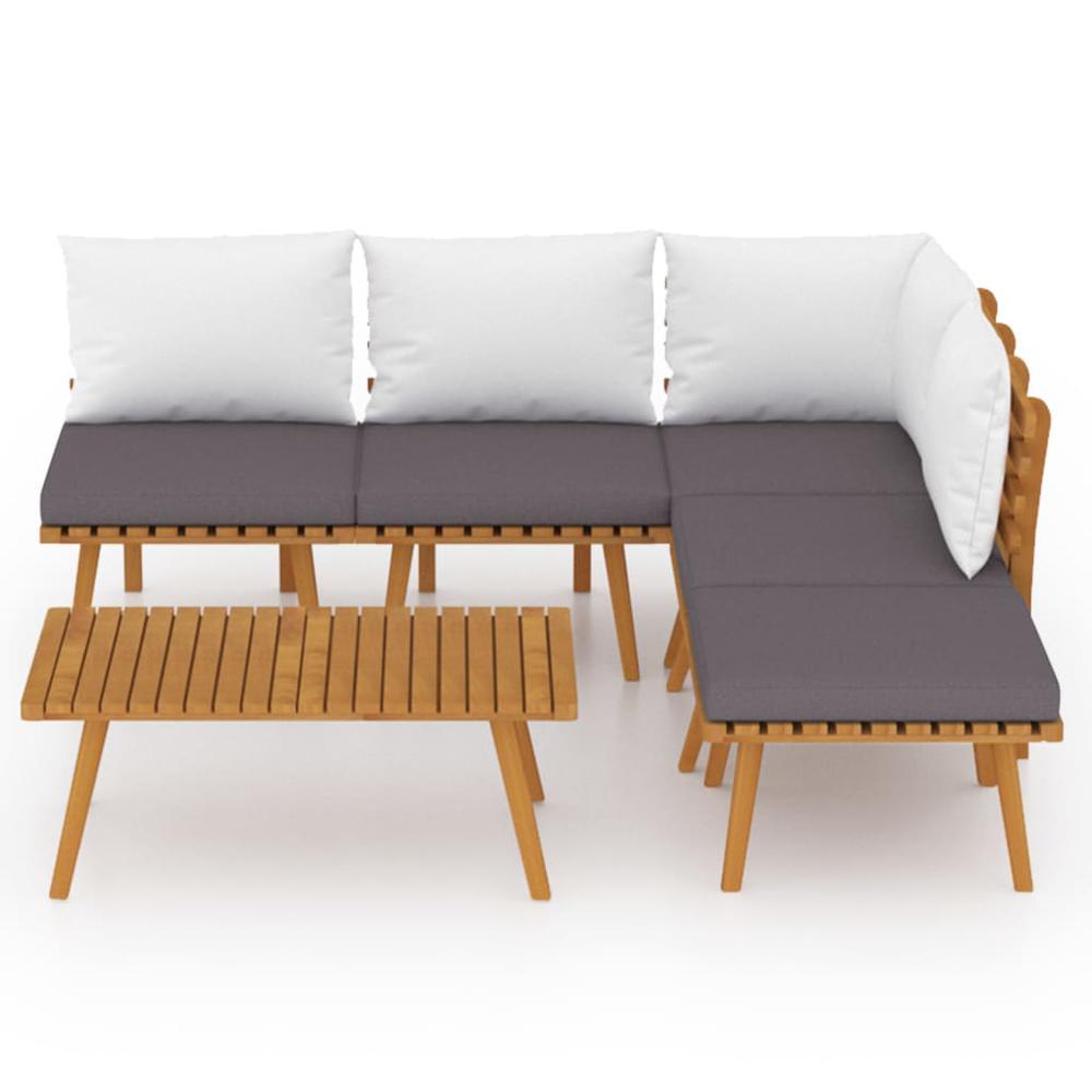vidaXL 6 Piece Patio Lounge Set with Cushions Solid Acacia Wood, 3087025. Picture 3