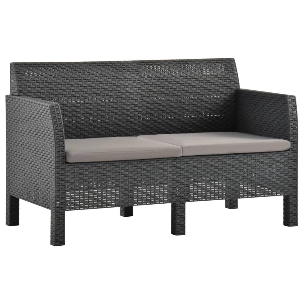 vidaXL 2 Piece Patio Lounge Set with Cushions PP Rattan Anthracite, 3079667. Picture 4