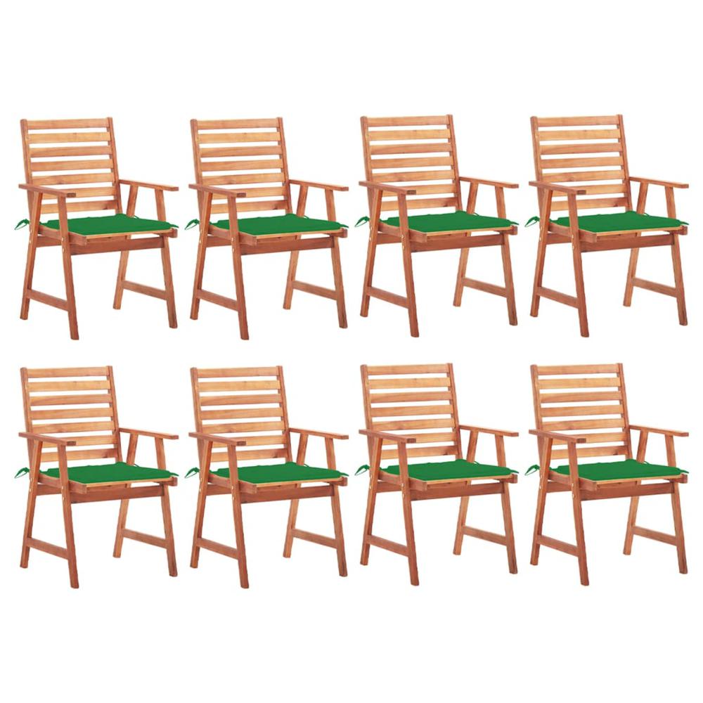 vidaXL Patio Dining Chairs 8 pcs with Cushions Solid Acacia Wood, 3078379. Picture 1