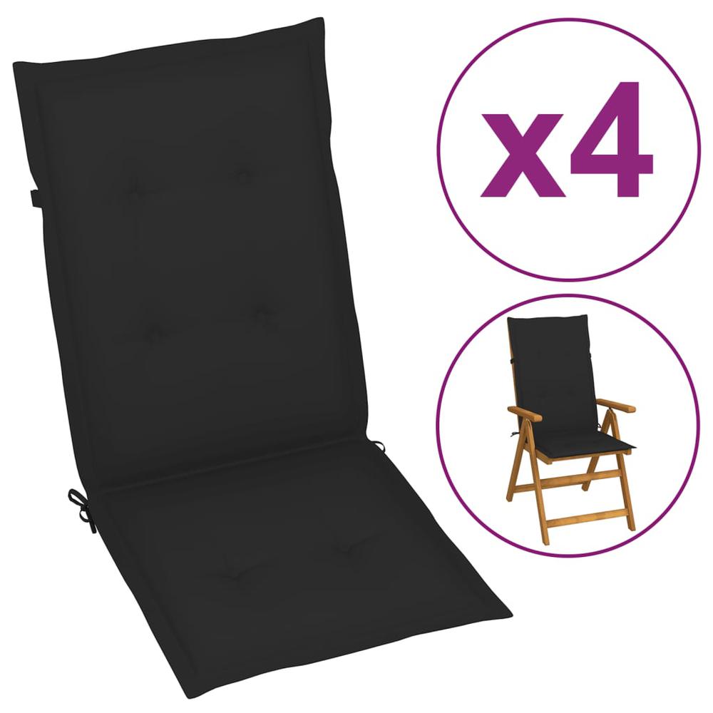vidaXL Garden Chair Cushions 4 pcs Black 47.2"x19.7"x1.2". The main picture.