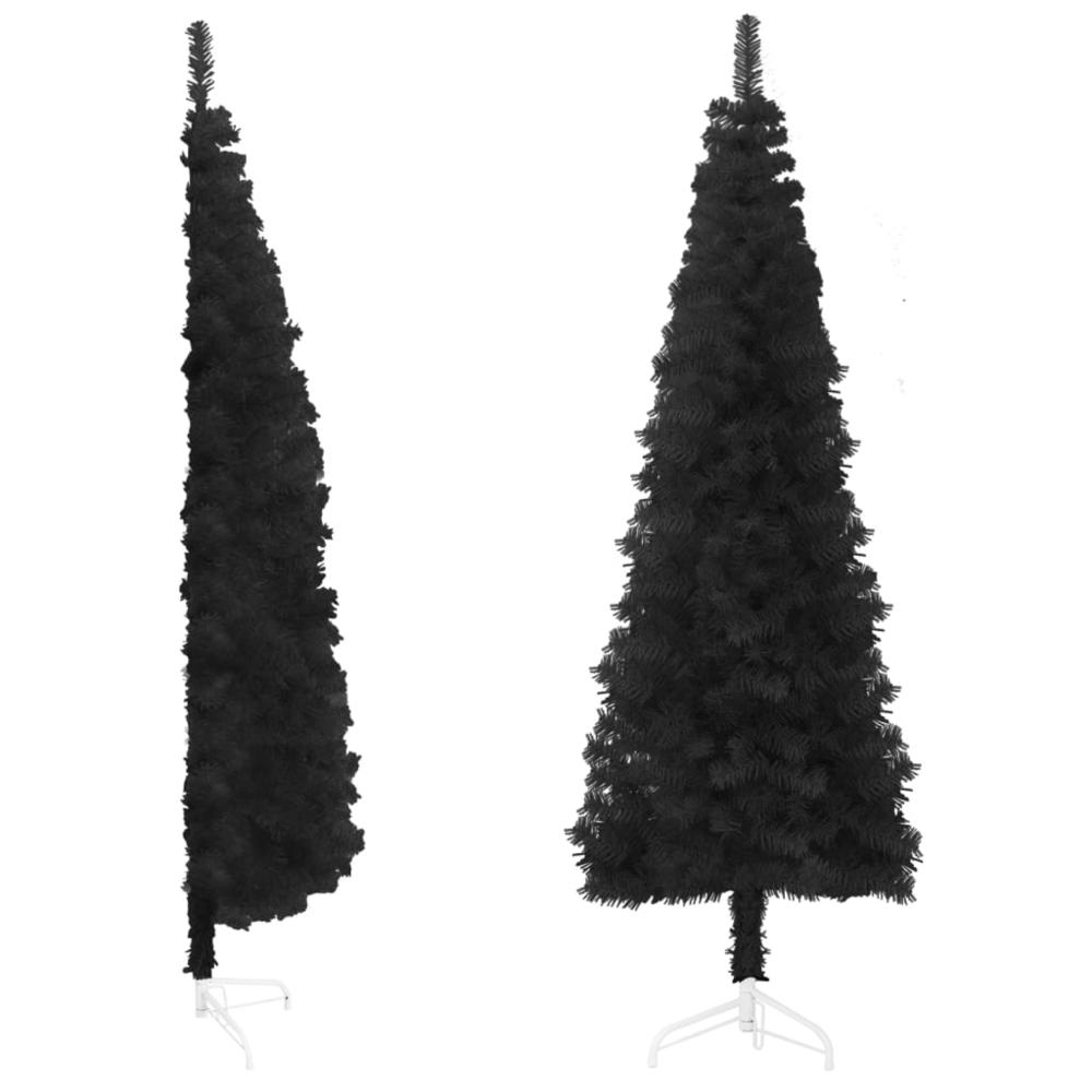 vidaXL Slim Artificial Half Christmas Tree with Stand Black 59.1". Picture 2