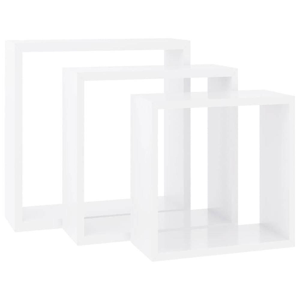 vidaXL Wall Cube Shelves 3 pcs White MDF, 323949. Picture 3