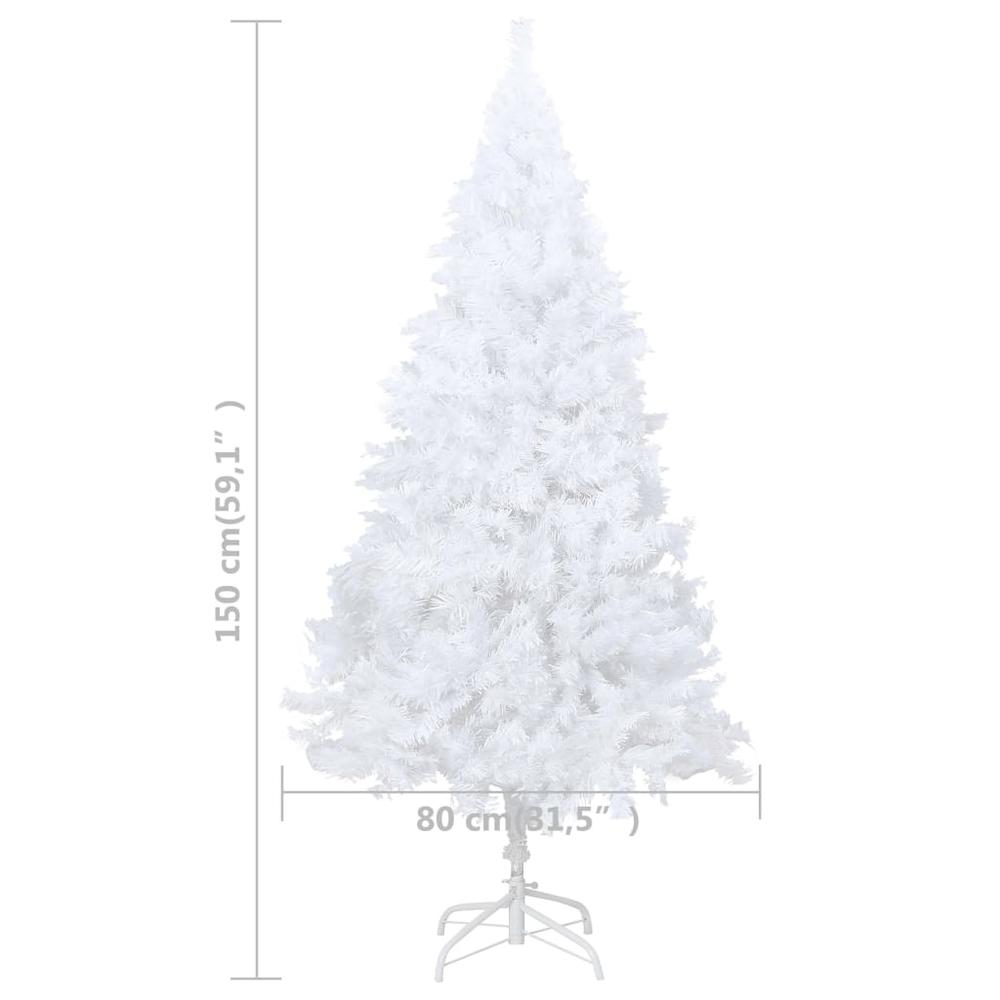 vidaXL Artificial Christmas Tree with LEDs&Ball Set White 59.1" PVC, 3077540. Picture 12