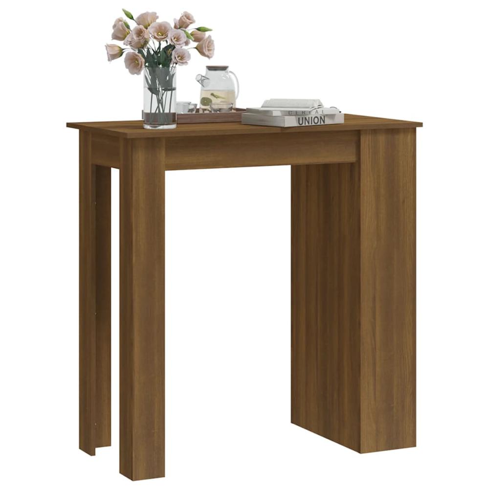 vidaXL Bar Table with Storage Rack Brown Oak 40.2"x19.7"x40.7" Engineered Wood. Picture 4