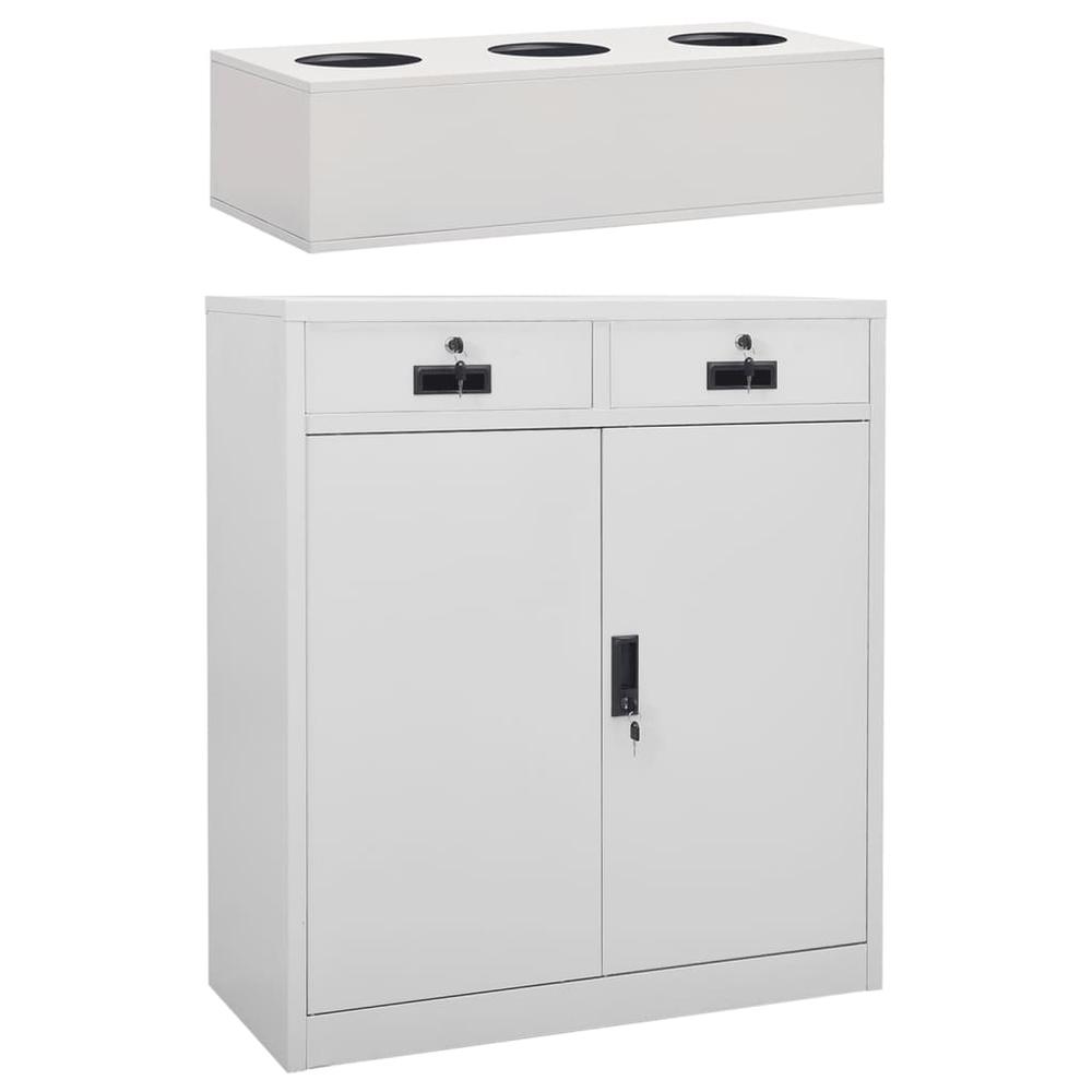 vidaXL Office Cabinet with Planter Box Light Gray 35.4"x15.7"x49.2" Steel, 3095270. Picture 1