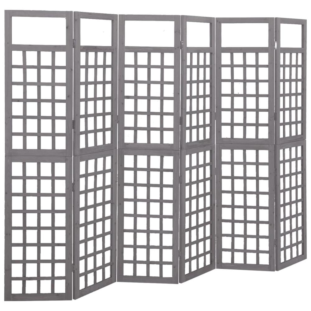 vidaXL 6-Panel Room Divider/Trellis Solid Fir Wood Gray 95.5"x70.9". Picture 1
