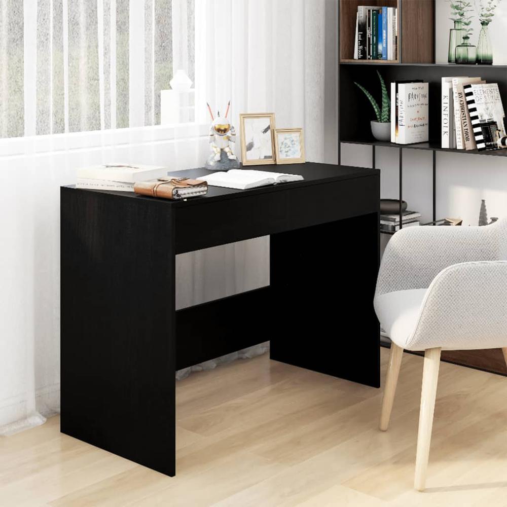 vidaXL Desk Black 39.8"x19.7"x30.1" Engineered Wood. Picture 1