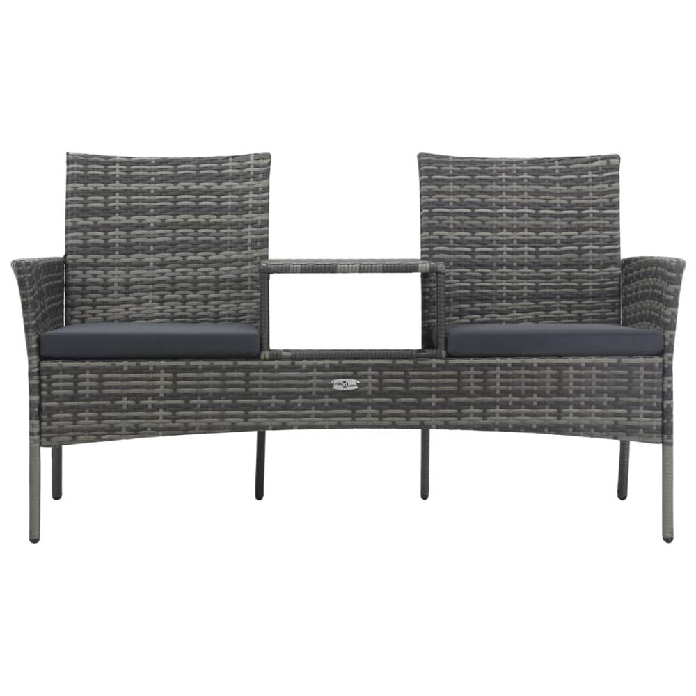 vidaXL 2-Seater Garden Sofa with Tea Table Poly Rattan Anthracite, 47751. Picture 2